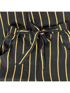 NWT $89 First Monday Black and Gold Metallic Linen & Cotton Pants